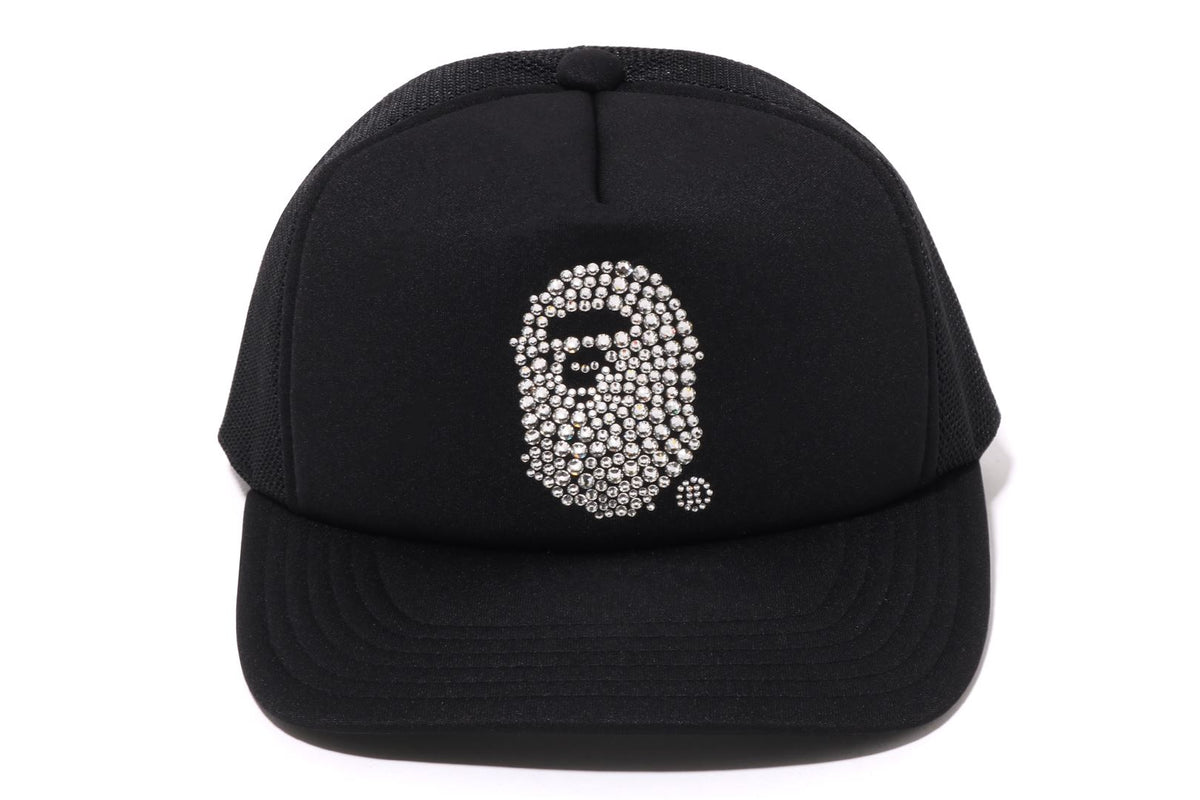 Bape Crystal Stone Ape Head Mesh Cap Black