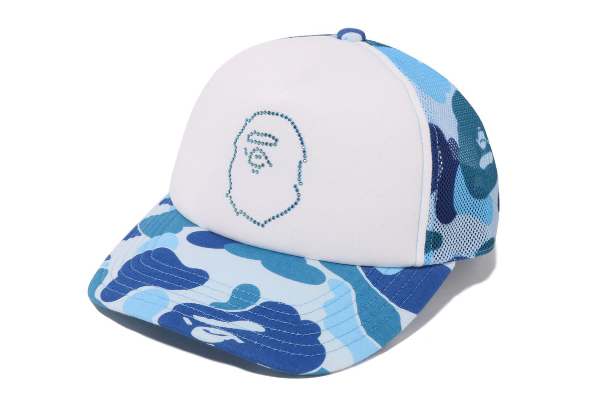 Bape Ape Head Crystal Stone Mesh Cap Blue