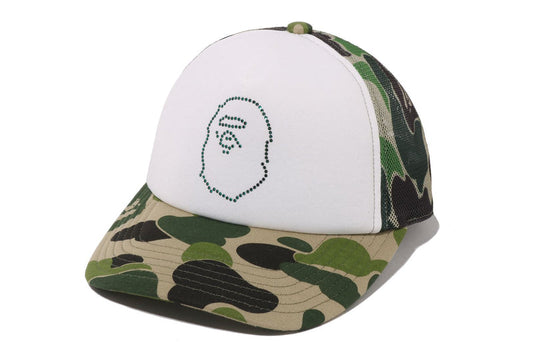 Bape Ape Head Crystal Stone Mesh Cap Green