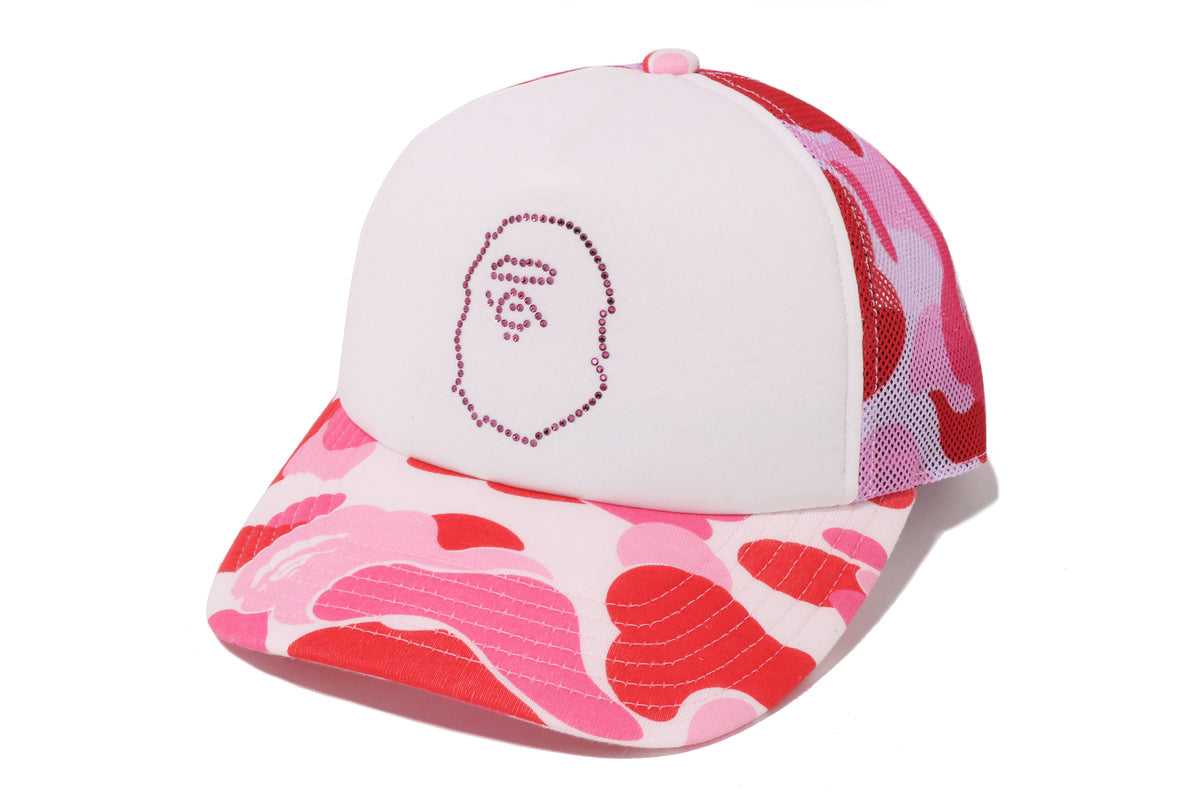 Bape Ape Head Crystal Stone Mesh Cap Pink