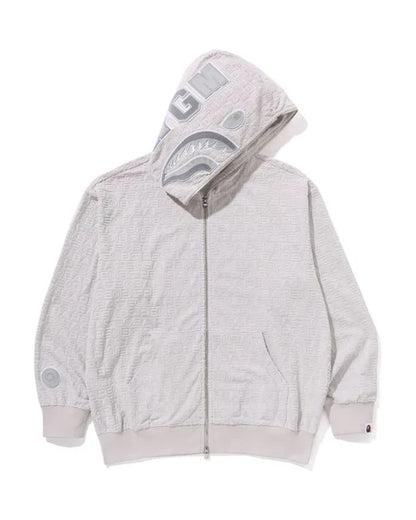 BAPE Logo Monogram Velour Shark Full Zip Hoodie