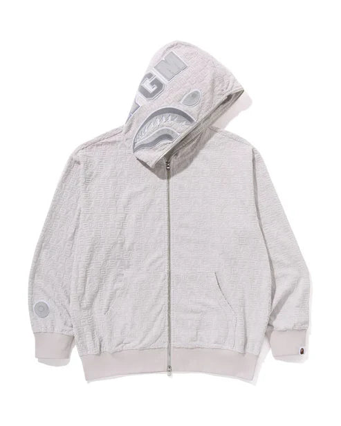 BAPE Logo Monogram Velour Shark Full Zip Hoodie