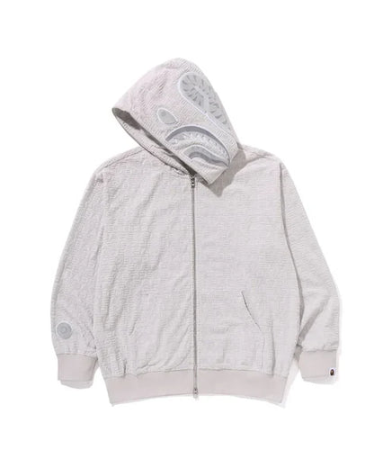 BAPE Logo Monogram Velour Shark Full Zip Hoodie