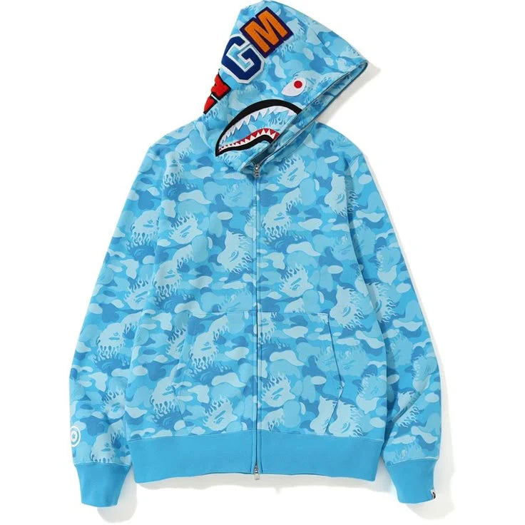 BAPE ABC Camo Shark Full Zip Hoodie Blue