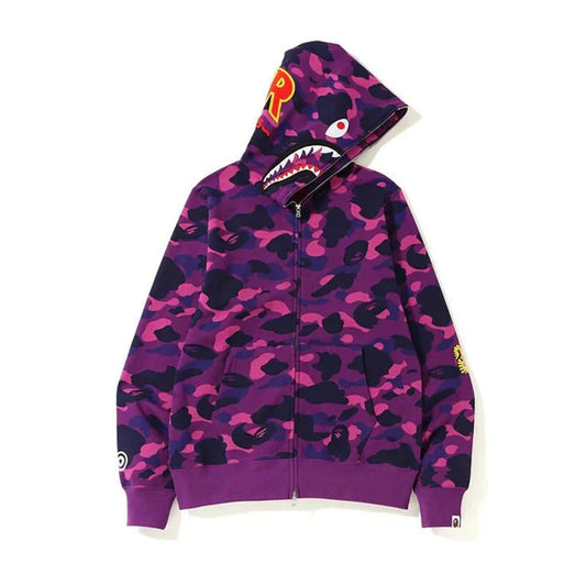 BAPE ABC Camo Shark Full Zip Hoodie Purple