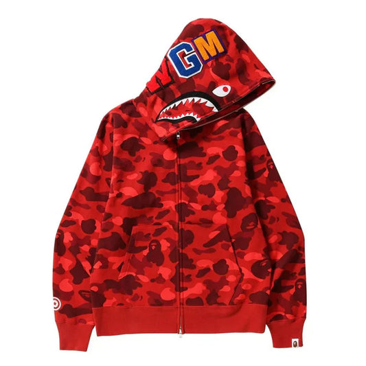 BAPE ABC Camo Shark Full Zip Hoodie Red