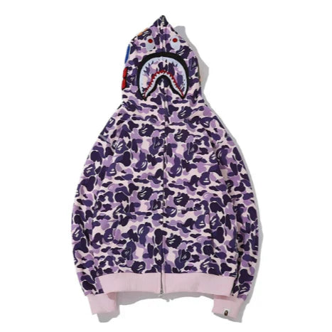 Bape ABC Camo White Purple Full Zip Hoodie