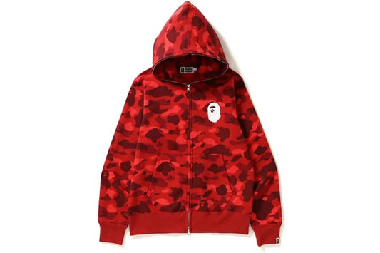 BAPE Color Camo Shark Full Zip Hoodie Red