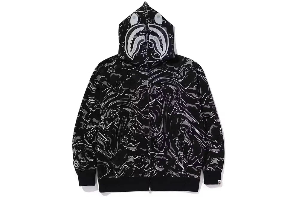 BAPE Marbling Camo Shark Full Zip Hoodie