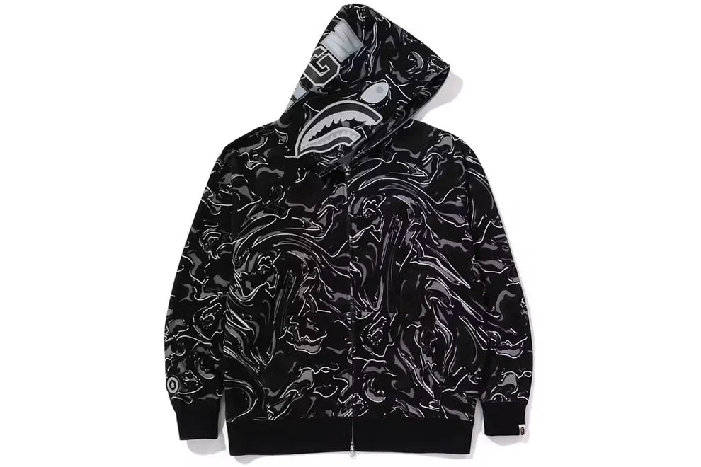 BAPE Marbling Camo Shark Full Zip Hoodie