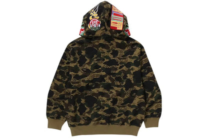 BAPE x CLOT Camo Shark Full Zip Hoodie Green