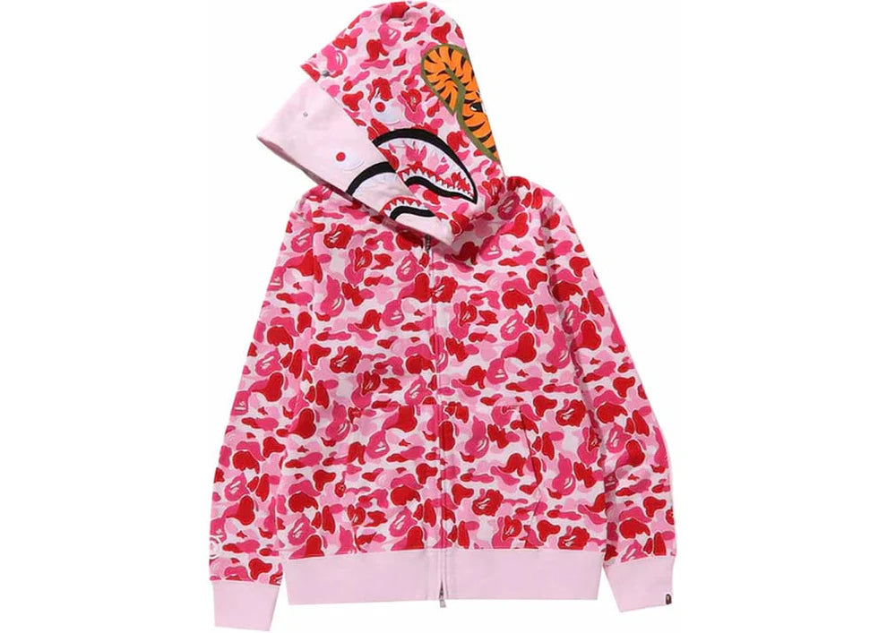 BAPE ABC Camo Shark Double Zip Hoodie Pink