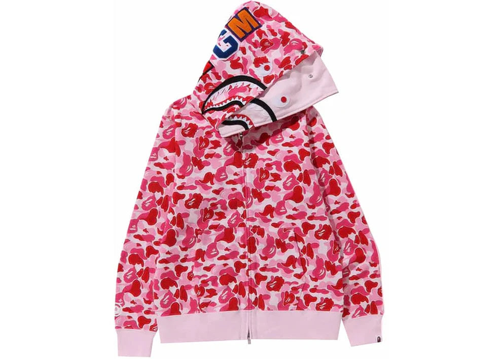 BAPE ABC Camo Shark Double Zip Hoodie Pink