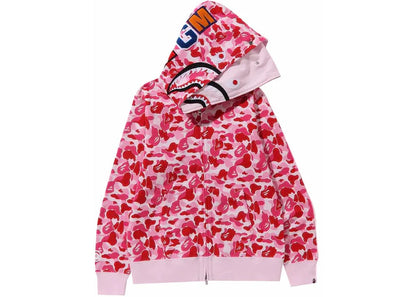 BAPE ABC Camo Shark Double Zip Hoodie Pink