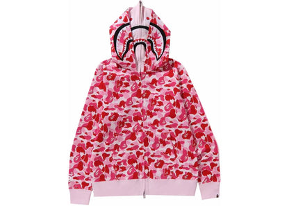 BAPE ABC Camo Shark Double Zip Hoodie Pink
