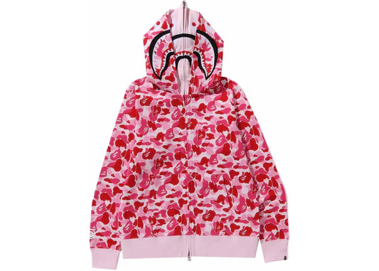 BAPE ABC Camo Shark Double Zip Hoodie Pink