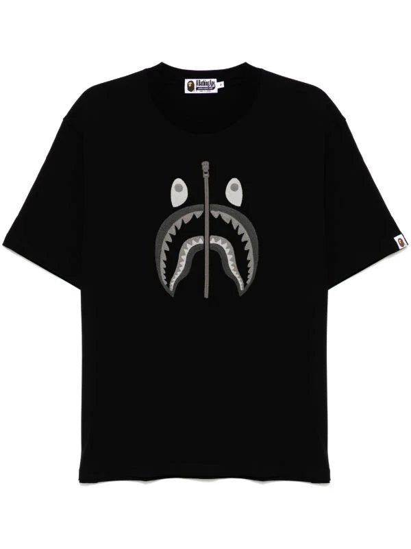 A Bathing Ape Chain Stitch Shark Tee Black