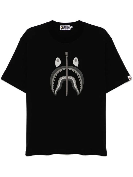 A Bathing Ape Chain Stitch Shark Tee Black