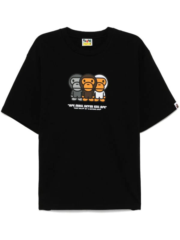 A Bathing Ape Baby Milo Three Apes Relaxed Fit Tee Black