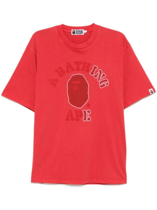 A Bathing Ape Garment Dye College Tee Red