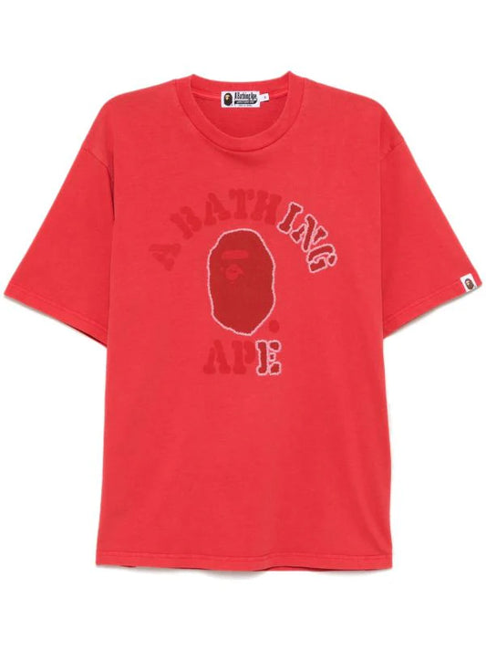 A Bathing Ape Garment Dye College Tee Red