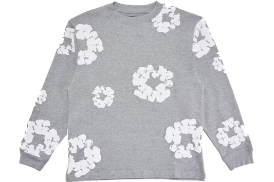 Denim Tears Long Sleeve Cotton Wreath T-Shirt Grey