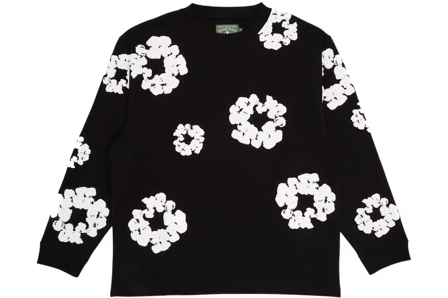 Denim Tears Long Sleeve Cotton Wreath T-Shirt Black