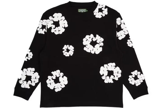 Denim Tears Long Sleeve Cotton Wreath T-Shirt Black