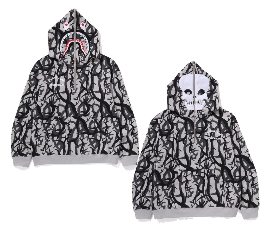 BAPE x Neighborhood Trail Camo Two Face Half Zip Hoodie