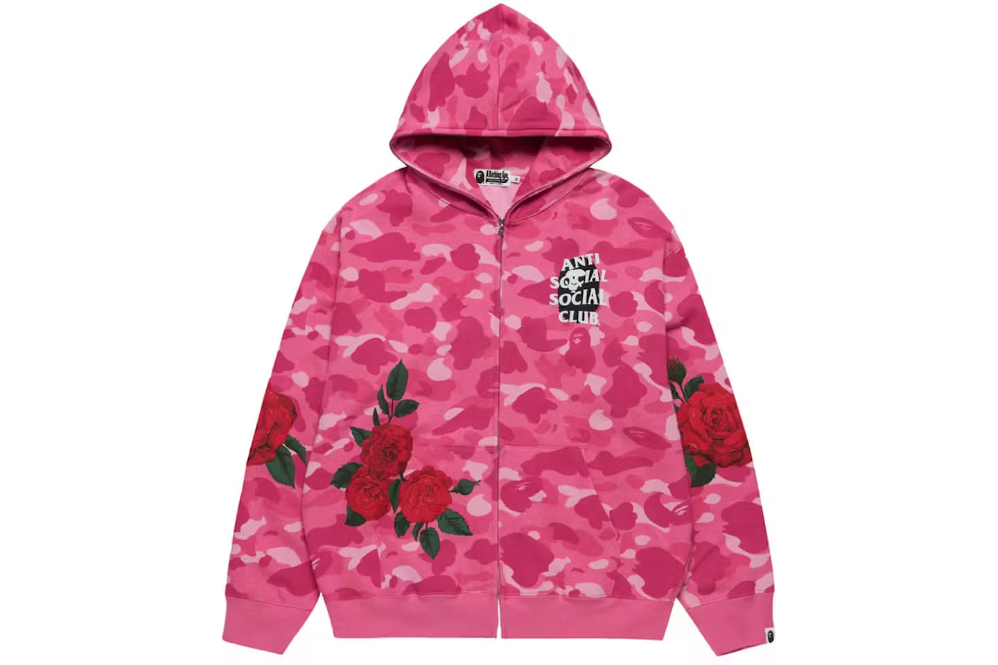BAPE x Anti Social Club Full Zip Hoodie Pink