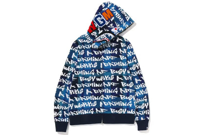 BAPE Graffiti Check Shark Full Zip Hoodie