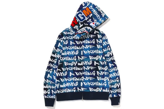 BAPE Graffiti Check Shark Full Zip Hoodie