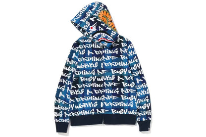BAPE Graffiti Check Shark Full Zip Hoodie