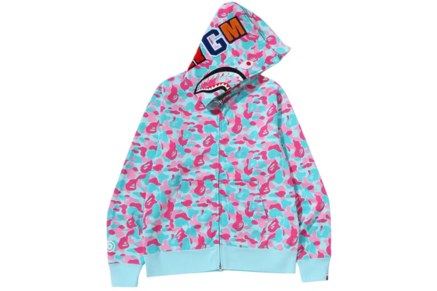 Bape Miami Camo Shark Full Zip Hoodie Pink