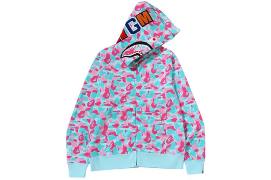 Bape Miami Camo Shark Full Zip Hoodie Pink