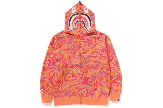 Bape Marbling Camo Shark Full Zip Hoodie
