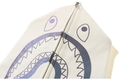Bape Space Camo Shark White Full Zip Hoodie Glow in Dark
