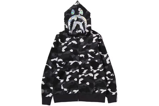 Bape City Camo Shark Full Zip Hoodie Glow in Dark