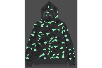 Bape City Camo Shark Full Zip Hoodie Glow in Dark