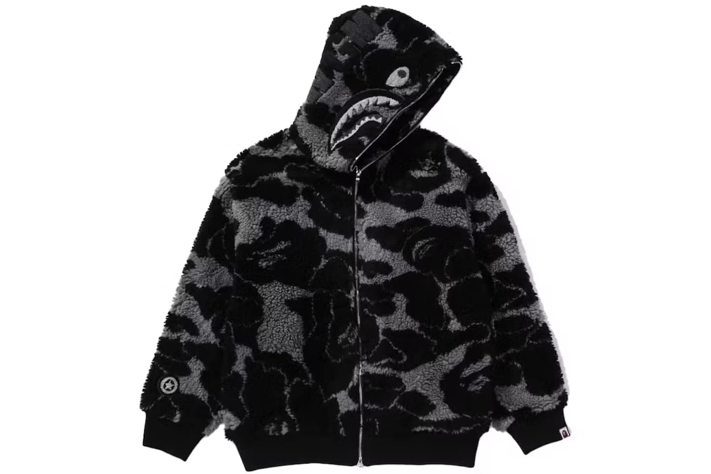 Bape ABC Camo Boa Shark Relaxed Fit Full Zip Hoodie Black
