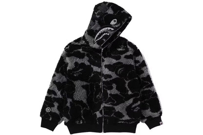 Bape ABC Camo Boa Shark Relaxed Fit Full Zip Hoodie Black
