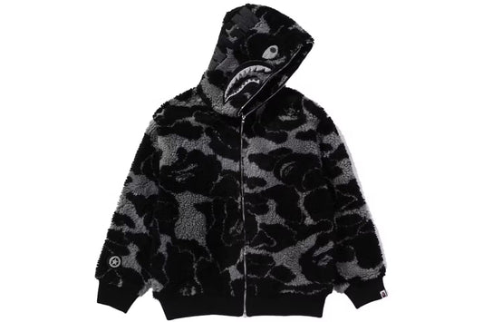 Bape ABC Camo Boa Shark Relaxed Fit Full Zip Hoodie Black