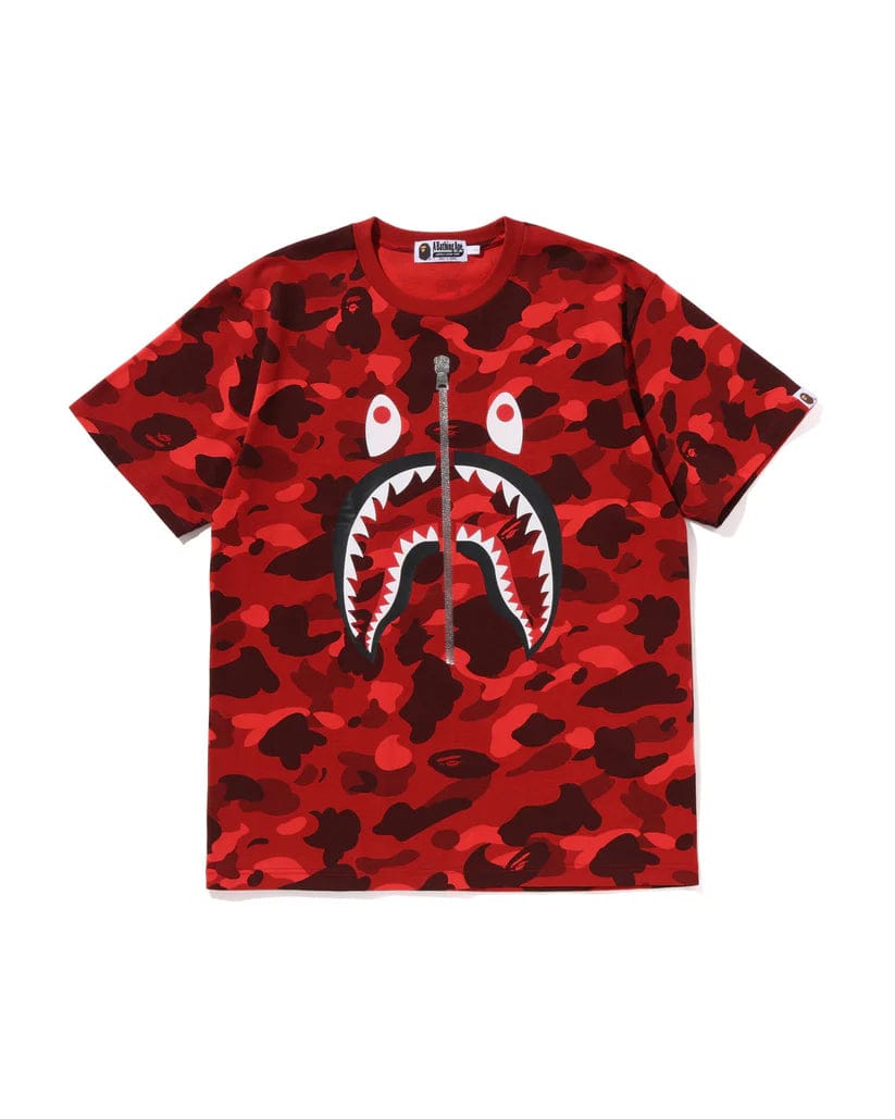 A Bathing Ape Color Camo Shark Tee Red