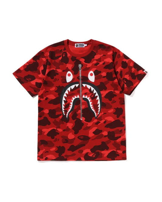 A Bathing Ape Color Camo Shark Tee Red