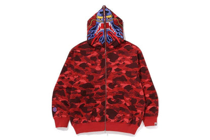 Bape x CLOT Camo Shark Full Zip Hoodie Red