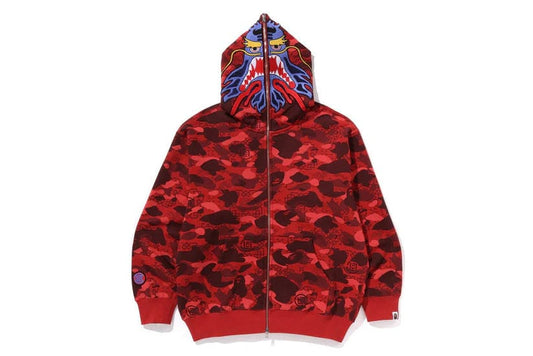 Bape x CLOT Camo Shark Full Zip Hoodie Red