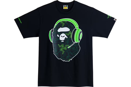 Bape x Razer neon Camo Ape Head Tee
