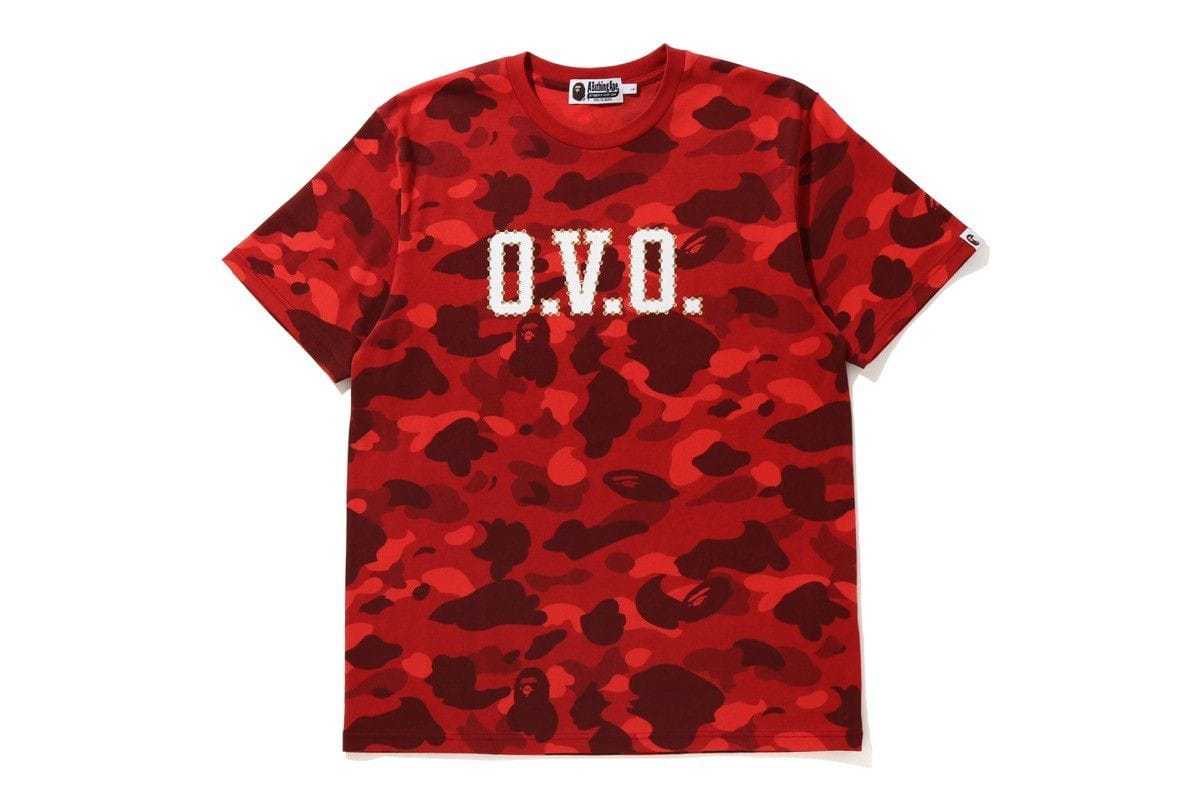 Bape X OVO Color Camo Tee Red