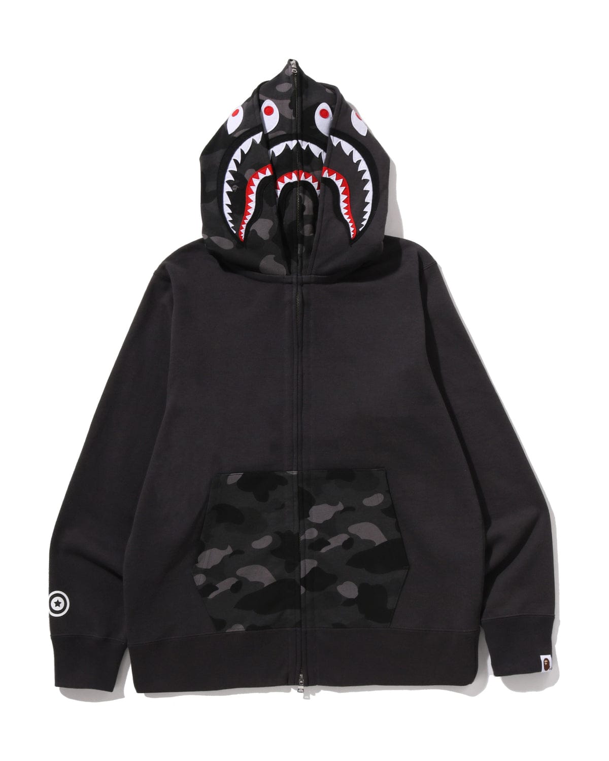 BAPE Color Camo Shark Full Zip Double Hoodie Black