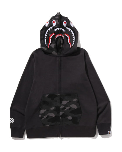BAPE Color Camo Shark Full Zip Double Hoodie Black